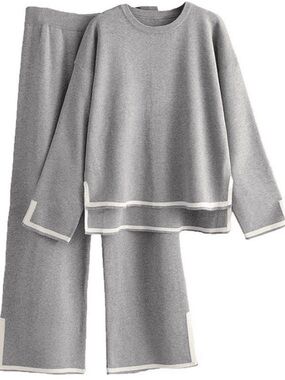 Kids Grey Two-Piece  Set with Contrast Trim